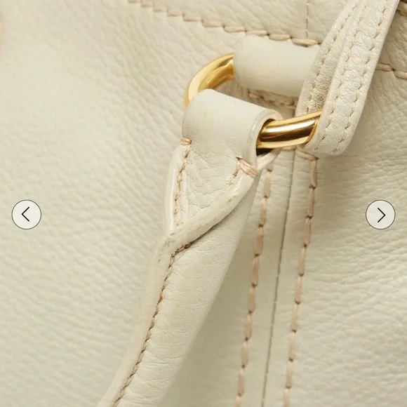 PRADA AUTHENTIC PEBBLED CREAM LEATHER HANDLE/CROSSBODY GOLD HARDWARE - Picture 8 of 12